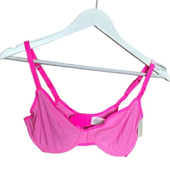 NWT Aerie 36D Bright Pink Full Coverage Unlined Sexy Sheer Lingerie Style Bra - Picture 8 of 12
